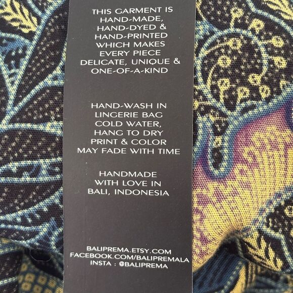 Bali Prema Amy Kimono Long Sun Dress Beach Cover Up V-Neck Batik One Size - Picture 7 of 7